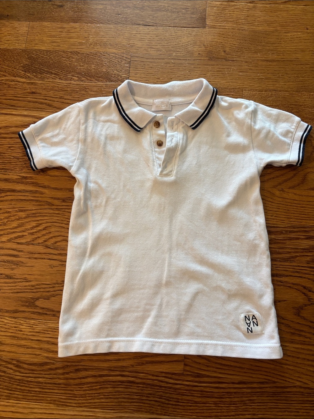 NaNaN Kids White Polo Shirt with Navy Trim